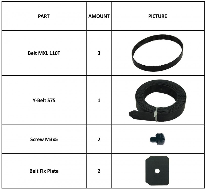 Summa Replacment Belt Kit S Class - S Class 2 75 Belts (X/Y)